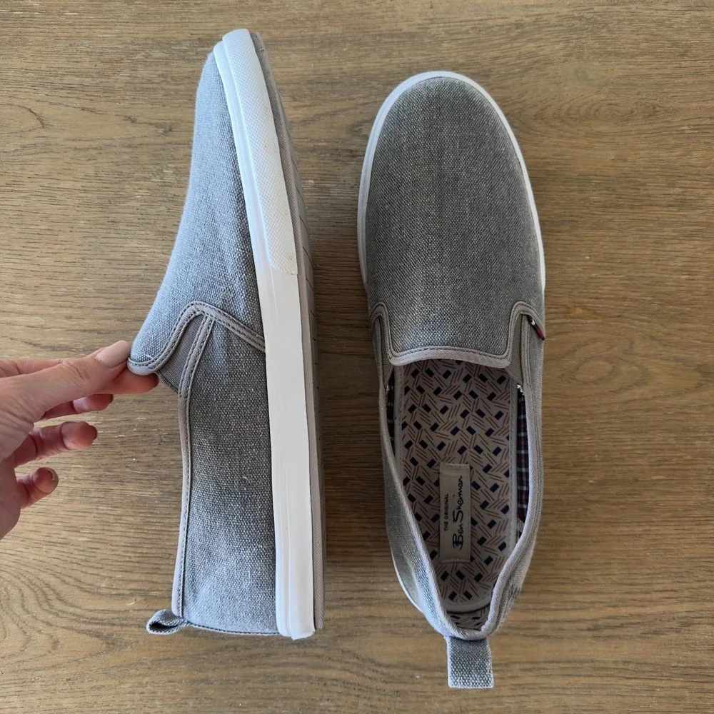 Ben Sherman Men's Slip-On Gray Canvas Fabric Loafers-Size US 13‎